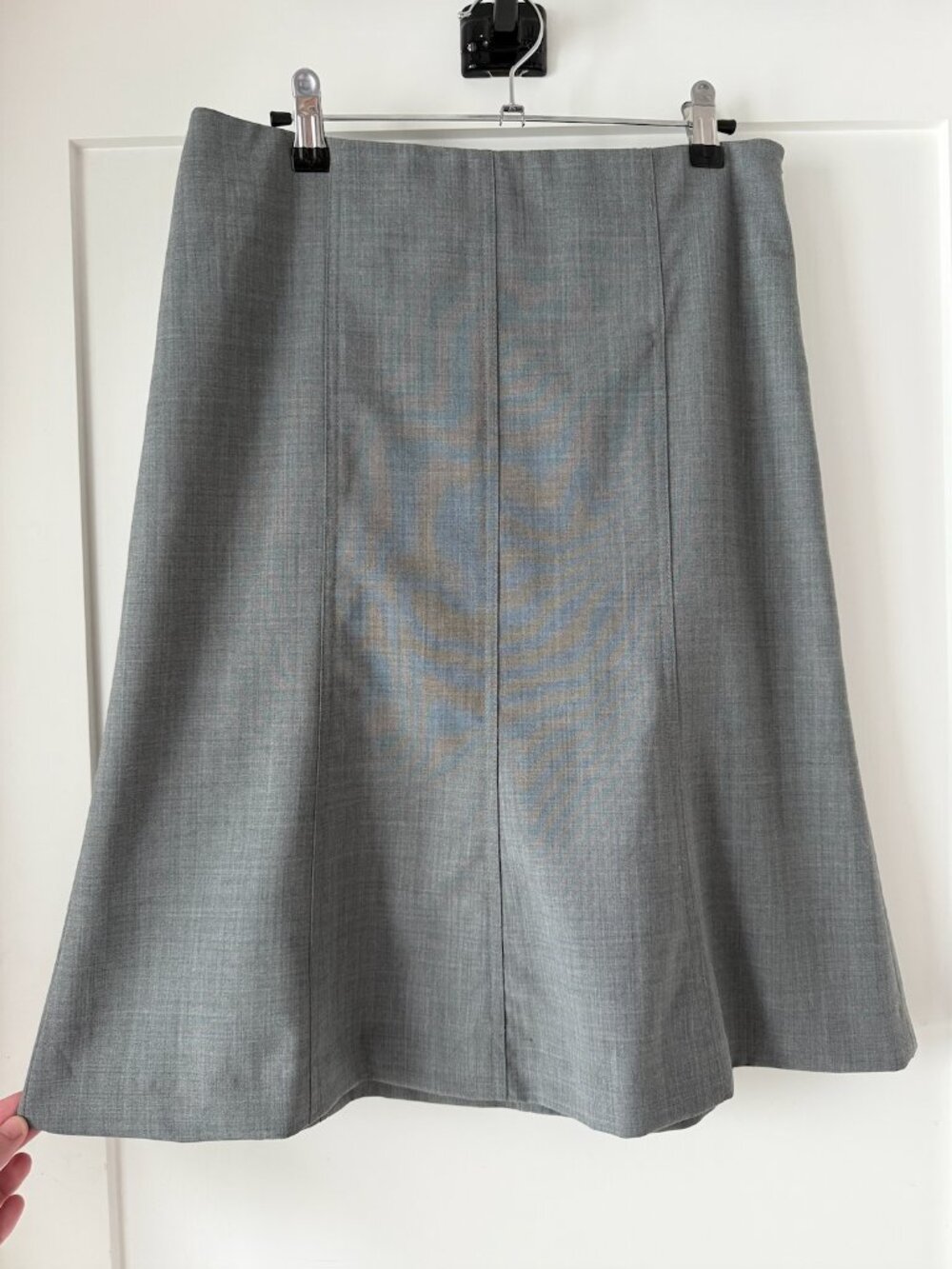 Theory Wool Blend A-Line Midi Skirt Gray Size 4 Minimal Classic